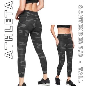 Athleta Black Gray Camo Contender 7/8 Leggings Tights Pants Small Tall